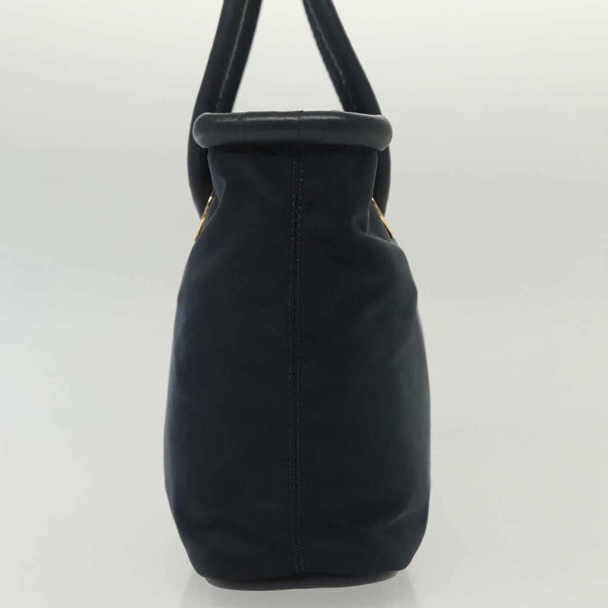 CELINE Hand Bag Nylon Navy Gold