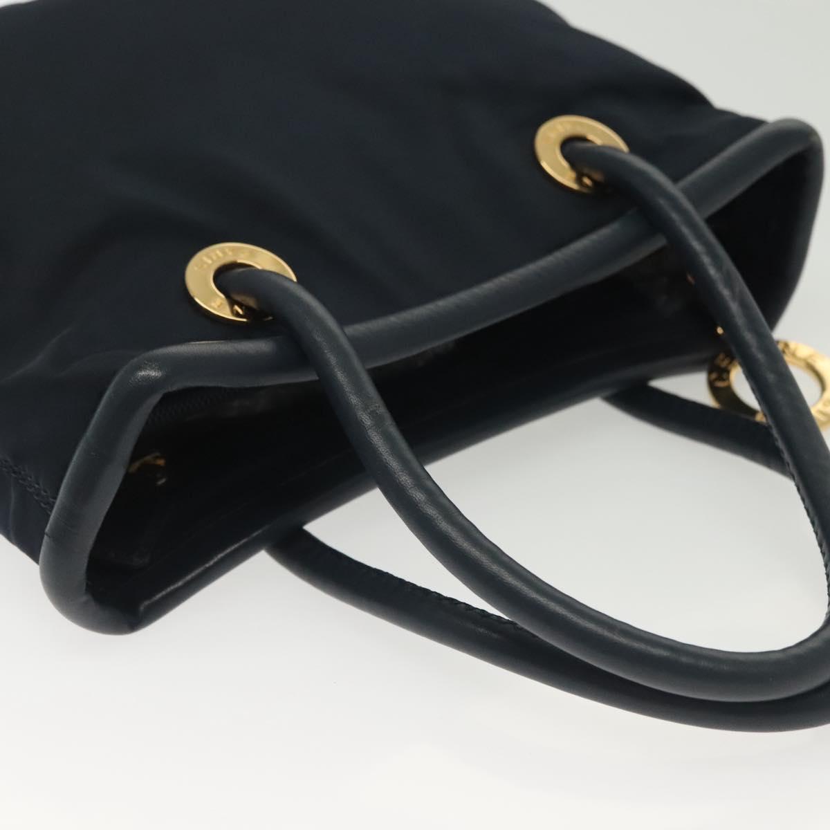 CELINE Hand Bag Nylon Navy Gold
