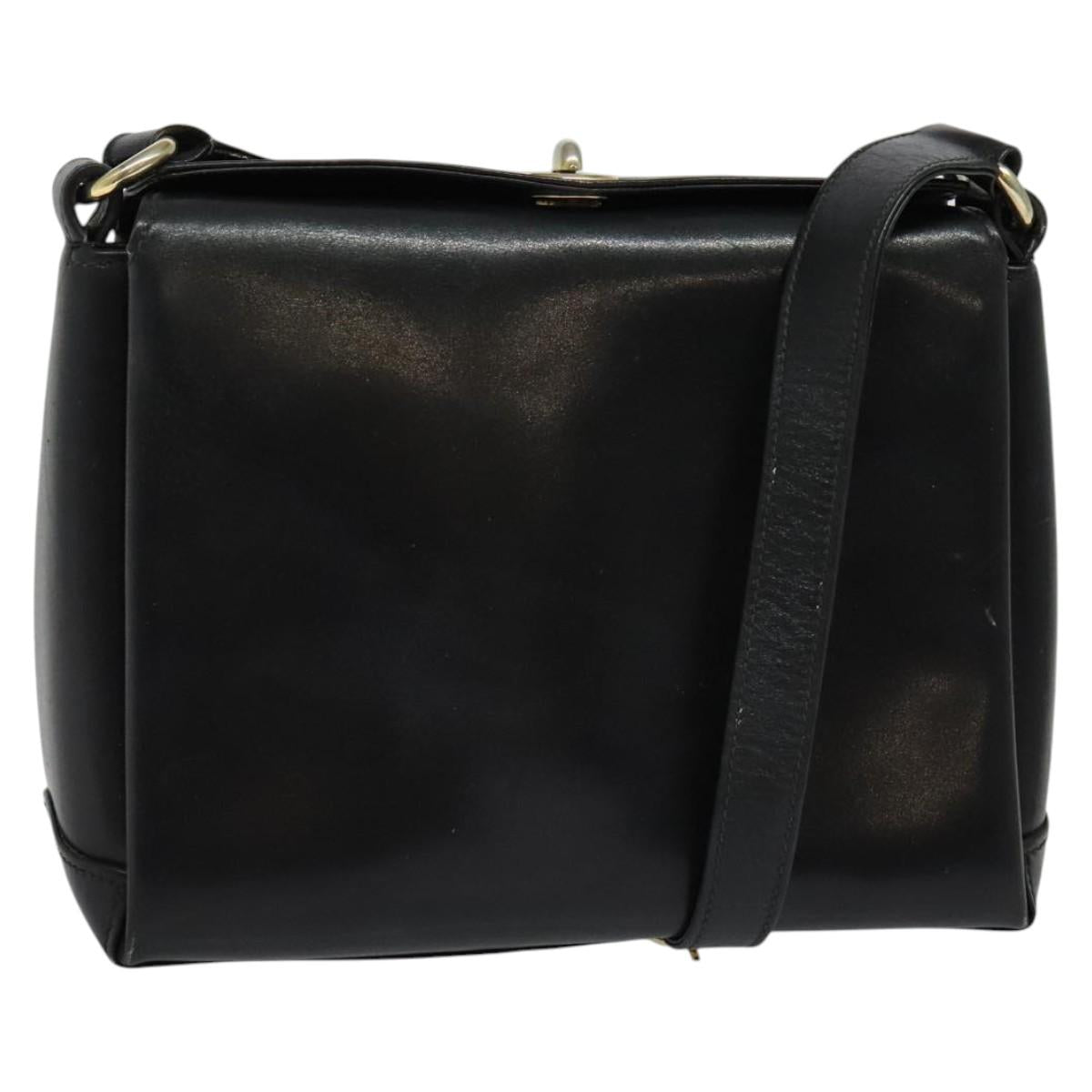 GUCCI Shoulder Bag Leather Black Gold