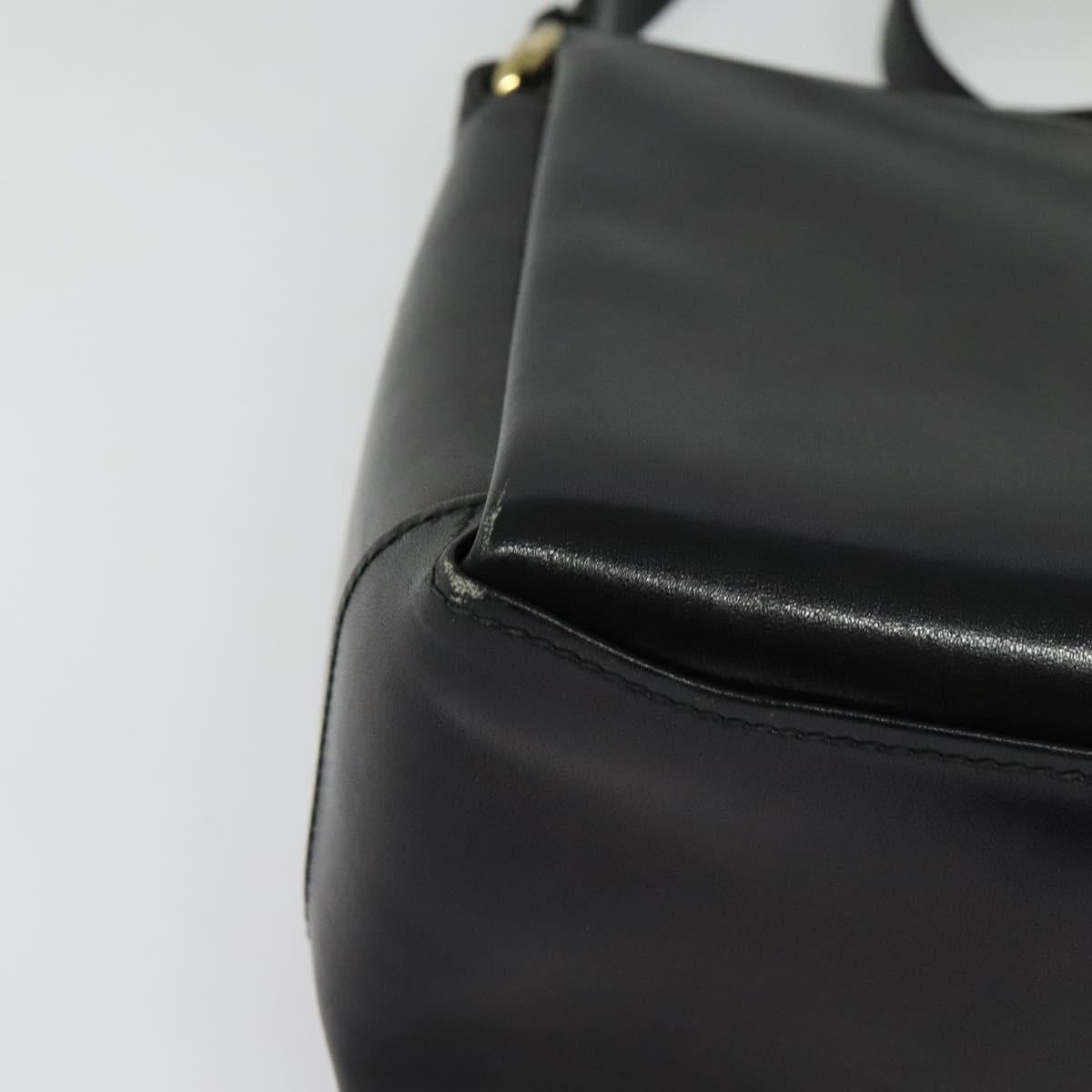 GUCCI Shoulder Bag Leather Black Gold
