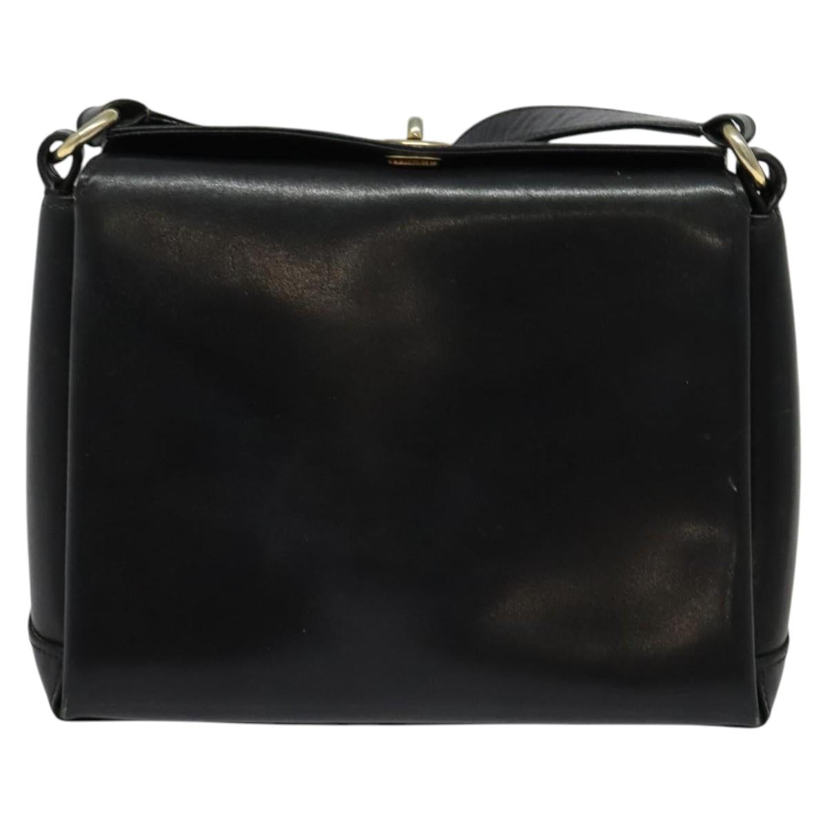 GUCCI Shoulder Bag Leather Black Gold