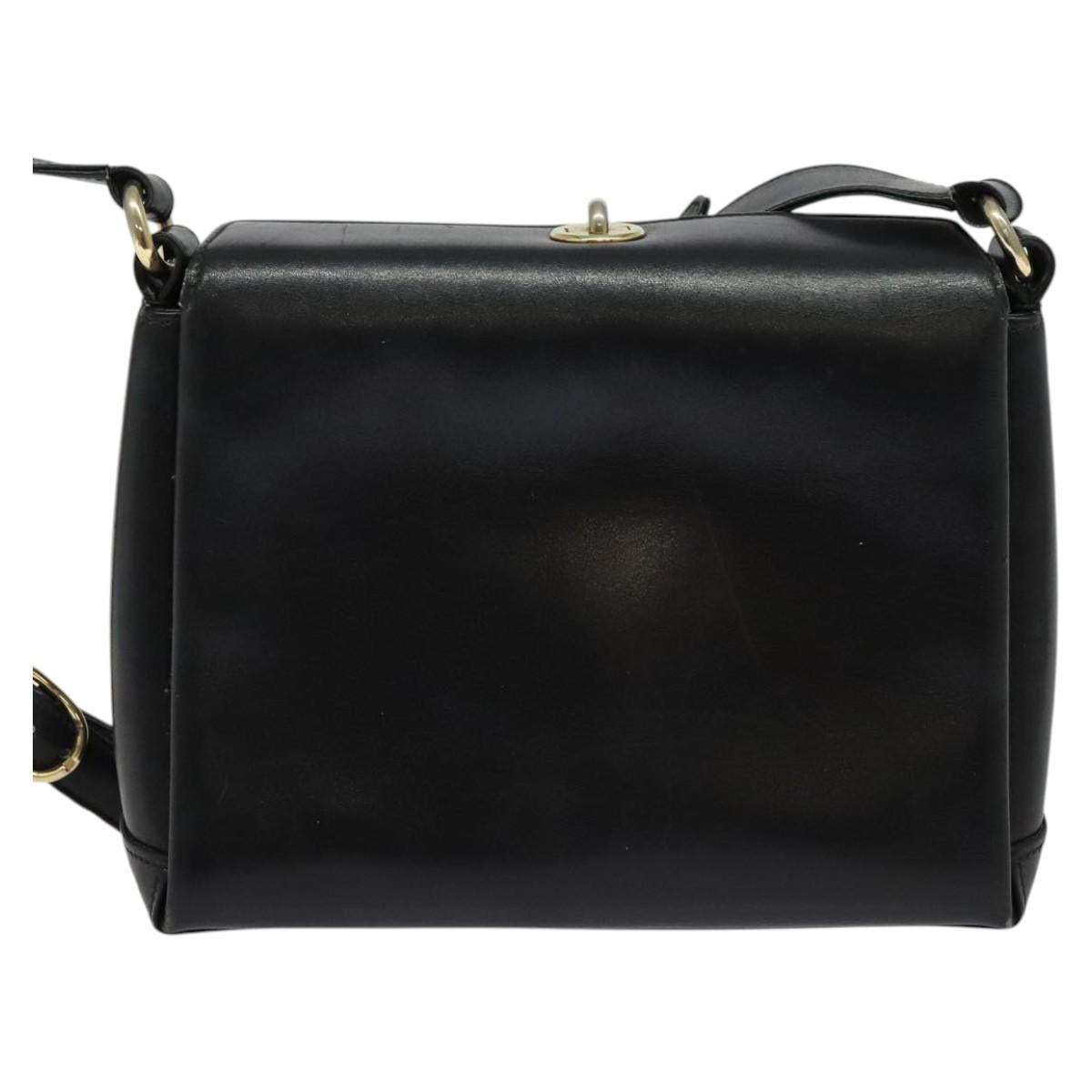 GUCCI Shoulder Bag Leather Black Gold