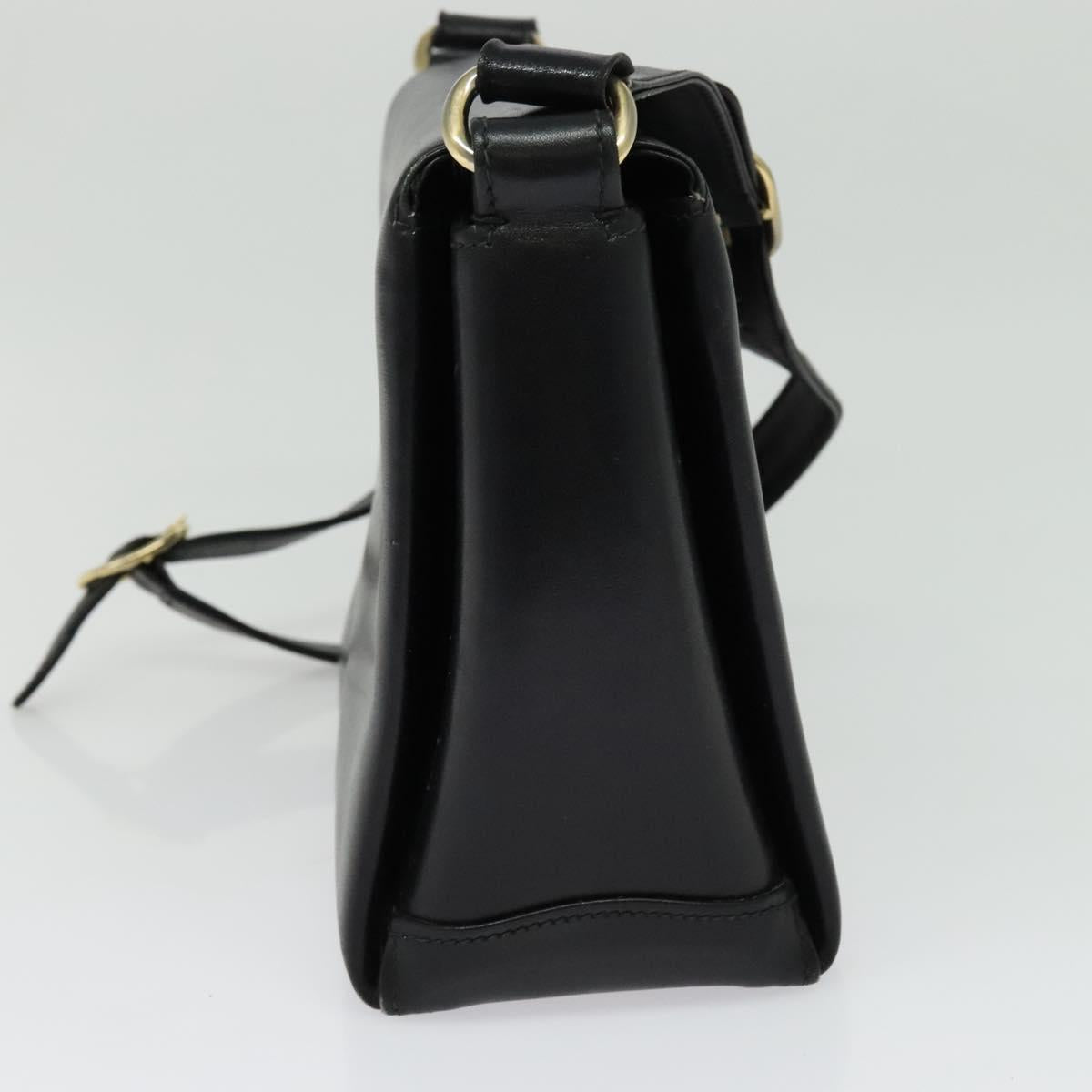 GUCCI Shoulder Bag Leather Black Gold