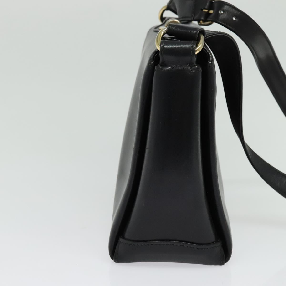 GUCCI Shoulder Bag Leather Black Gold