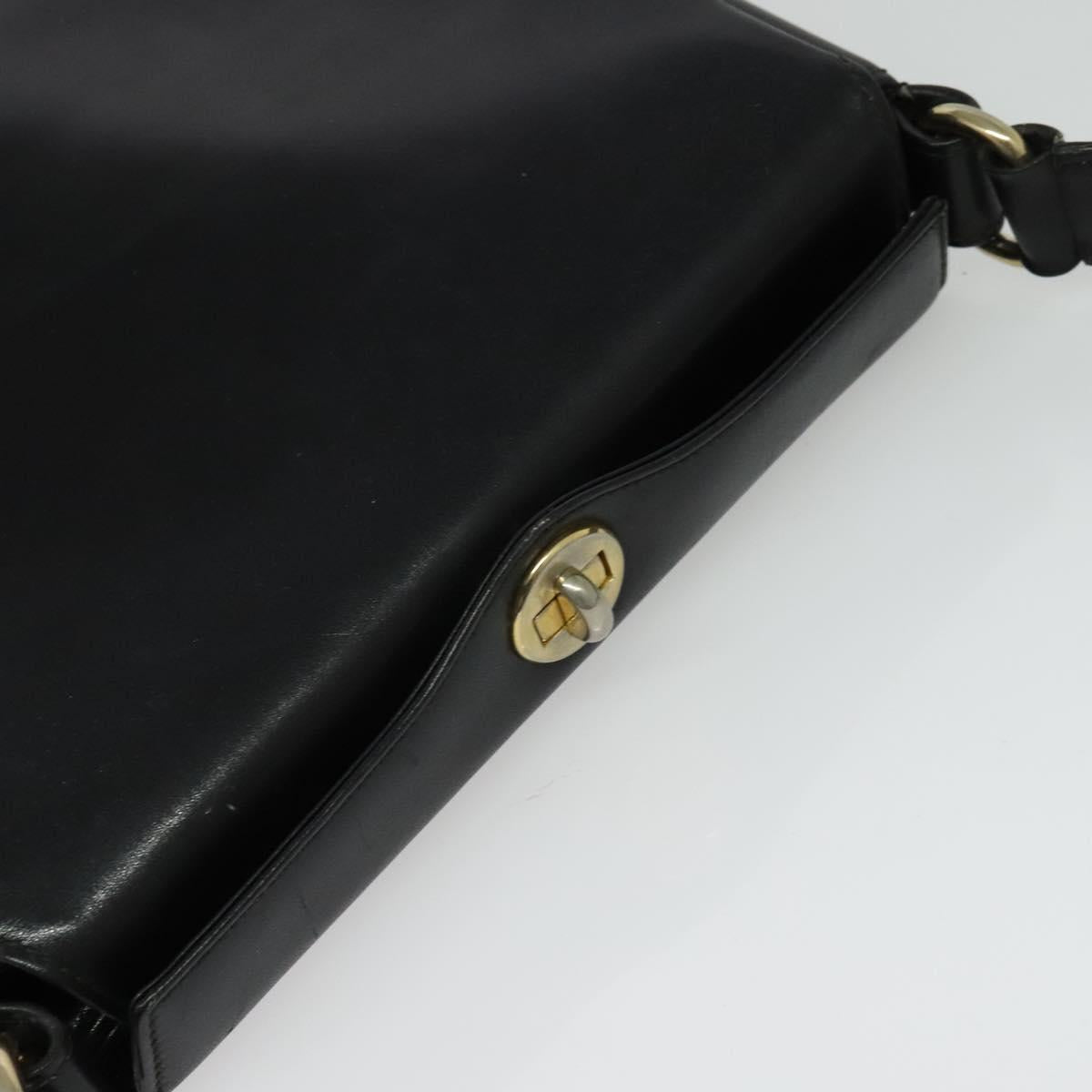 GUCCI Shoulder Bag Leather Black Gold