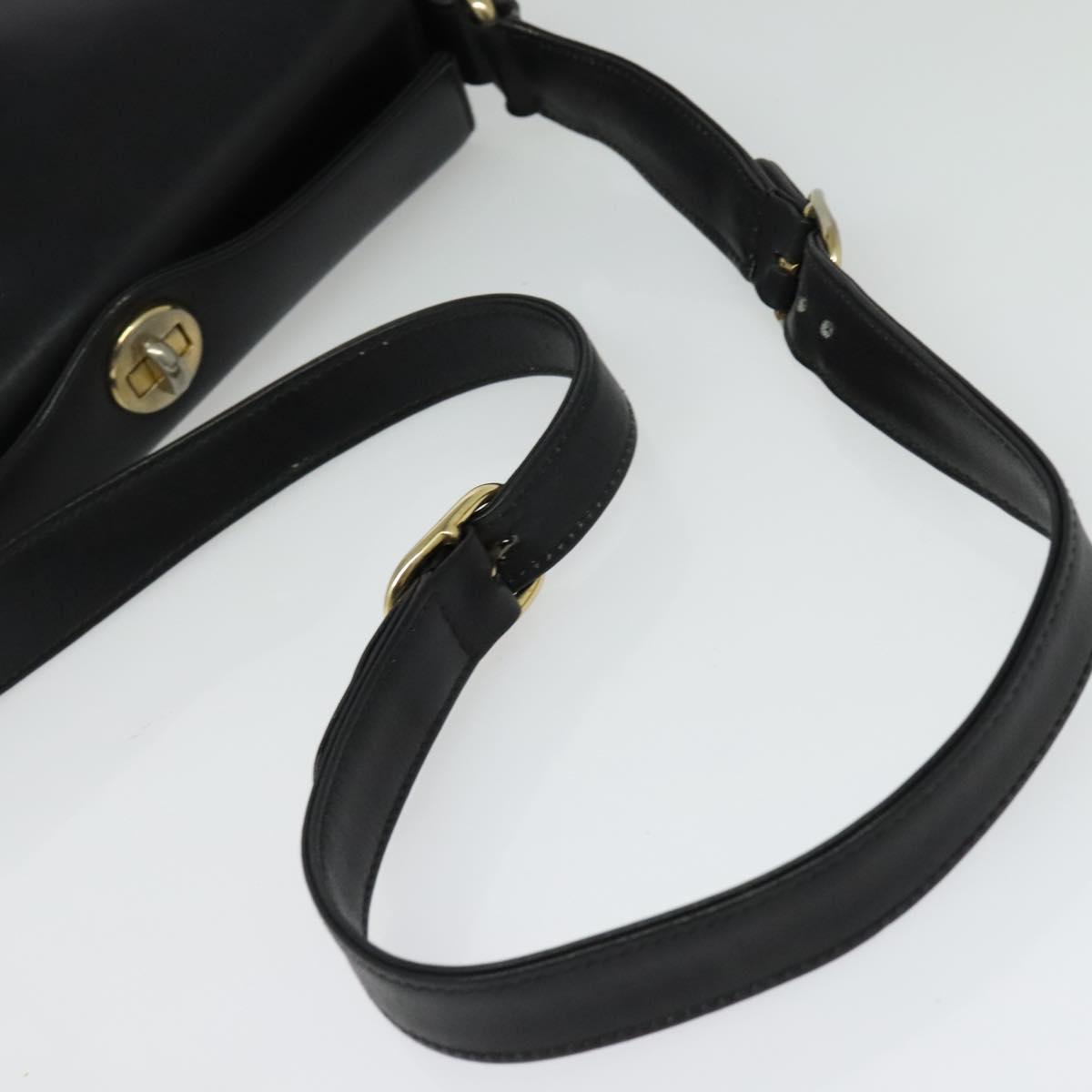 GUCCI Shoulder Bag Leather Black Gold