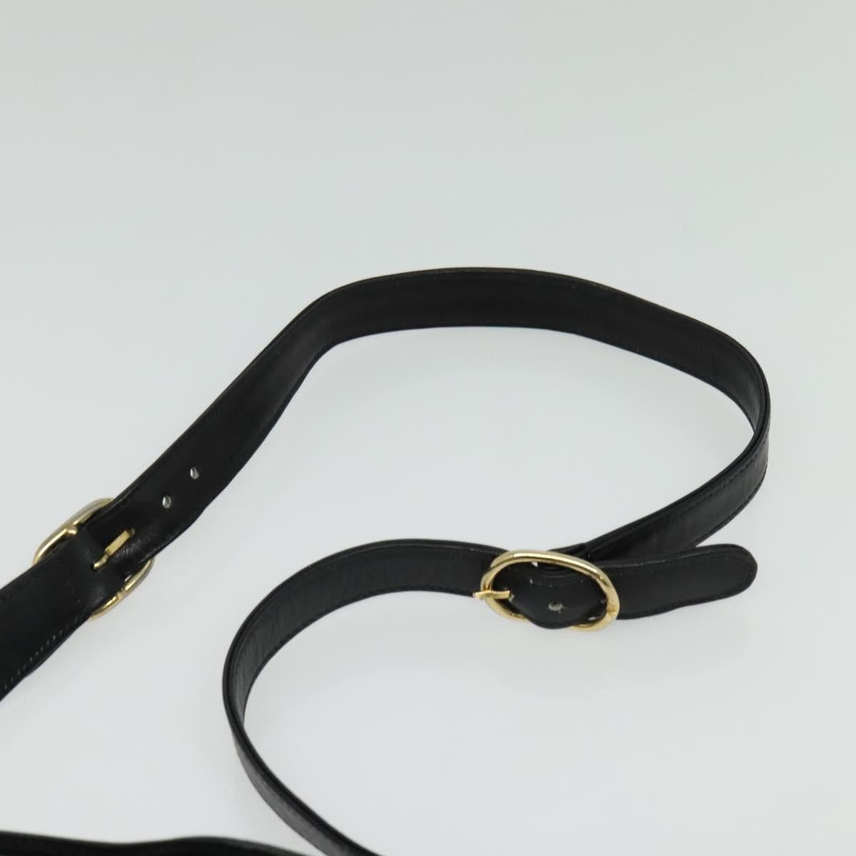 GUCCI Shoulder Bag Leather Black Gold