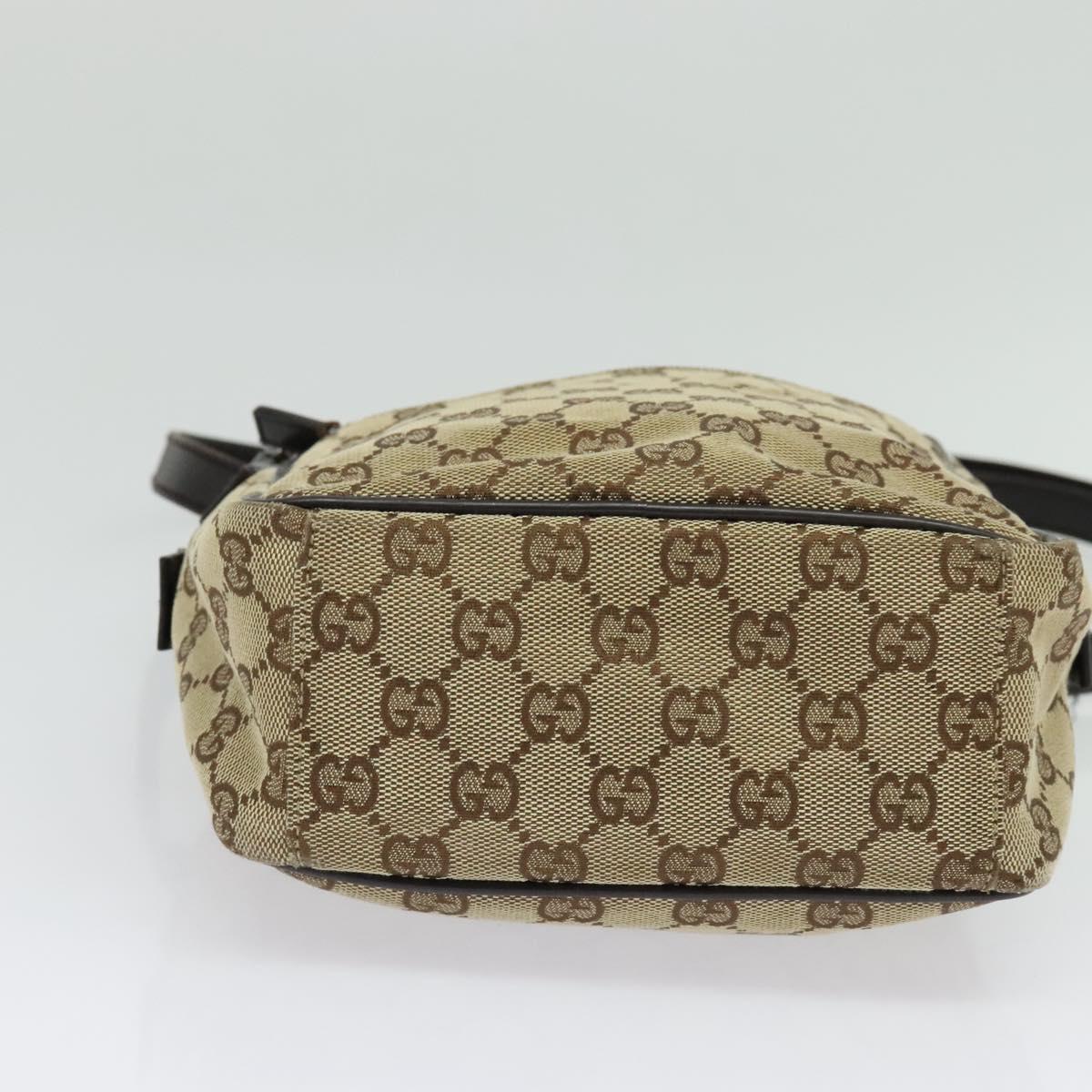 GUCCI GG Canvas Shoulder Bag Beige Silver 03136
