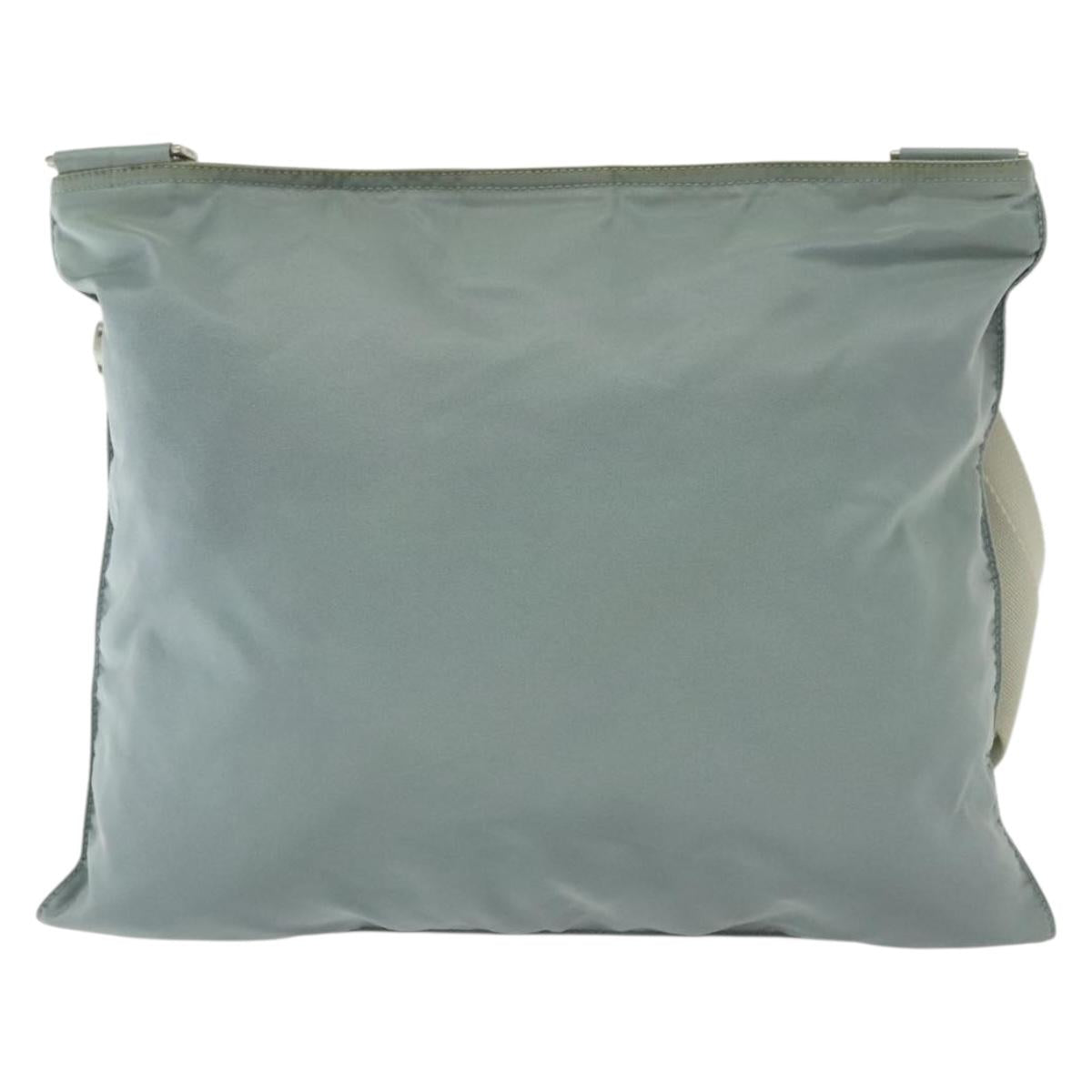 PRADA Shoulder Bag Nylon Light Blue Silver