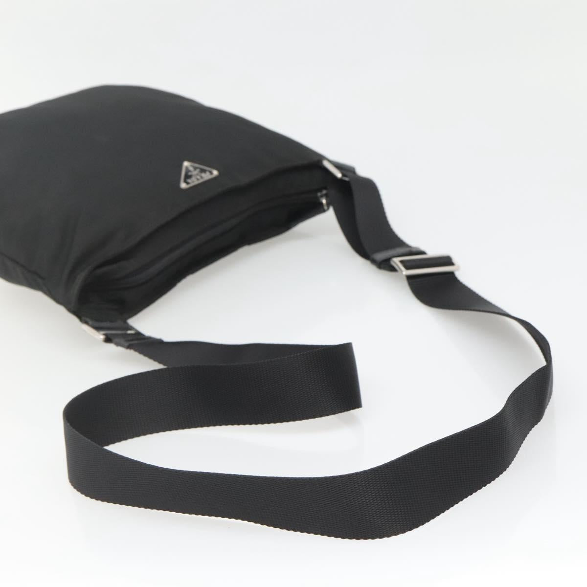 PRADA Shoulder Bag Nylon Black Silver