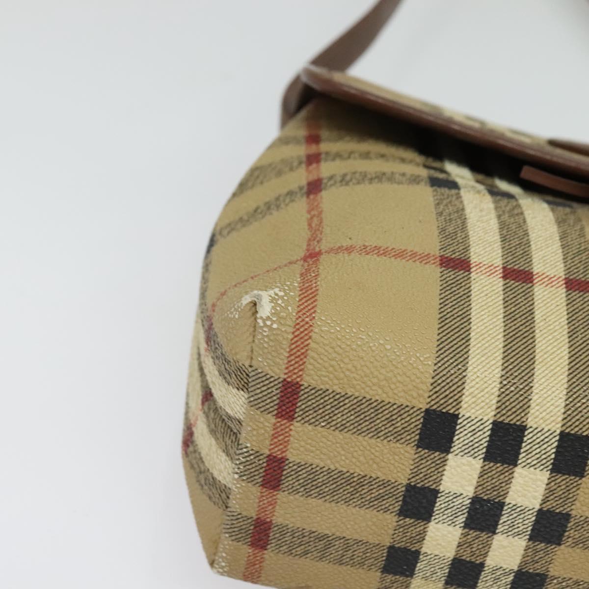 Burberrys Nova Check Shoulder Bag PVC Beige Gold