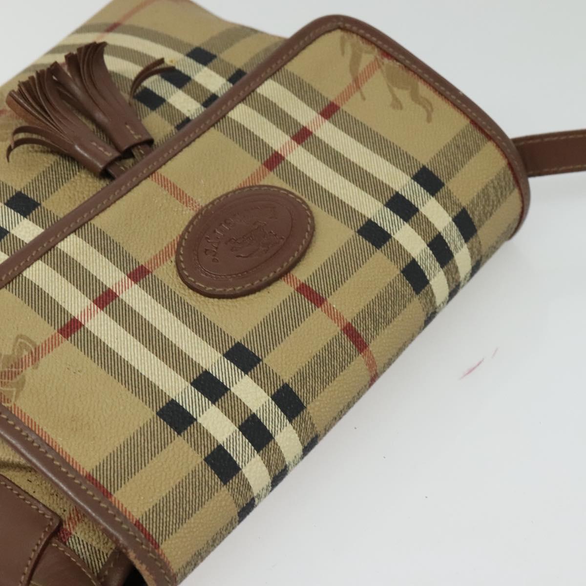 Burberrys Nova Check Shoulder Bag PVC Beige Gold