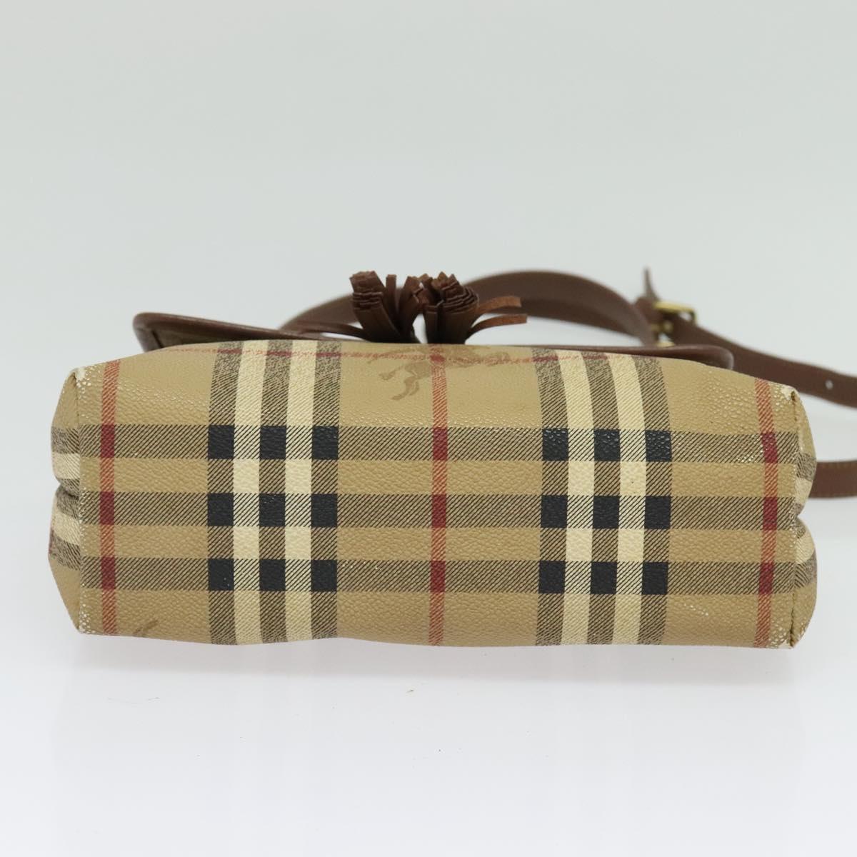 Burberrys Nova Check Shoulder Bag PVC Beige Gold
