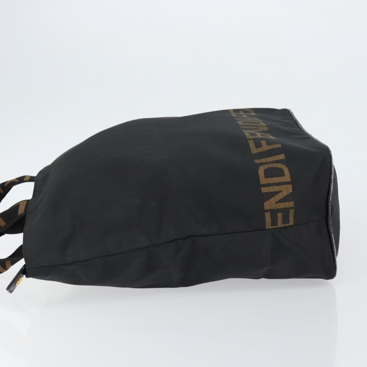 FENDI Hand Bag Nylon Black Gold