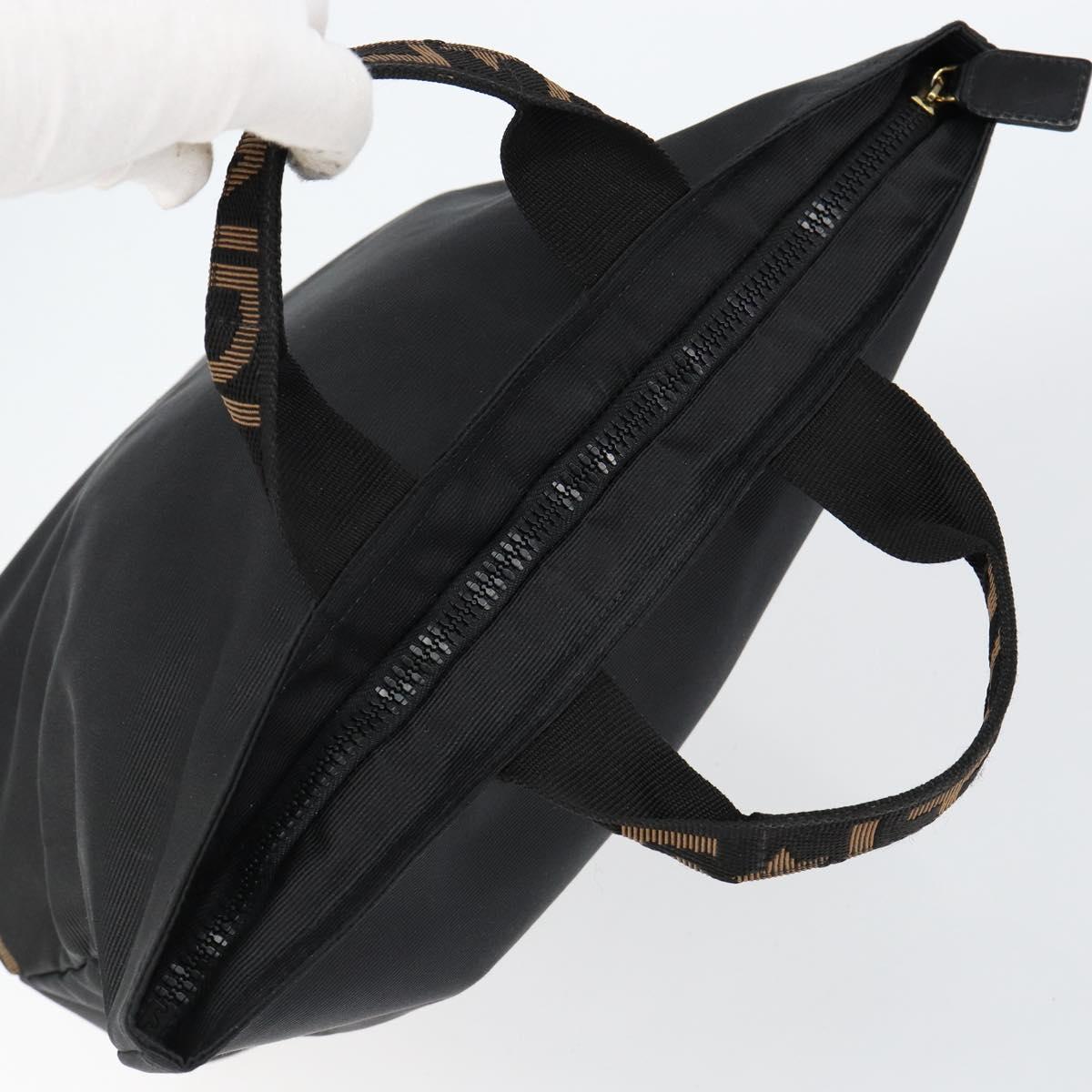 FENDI Hand Bag Nylon Black Gold