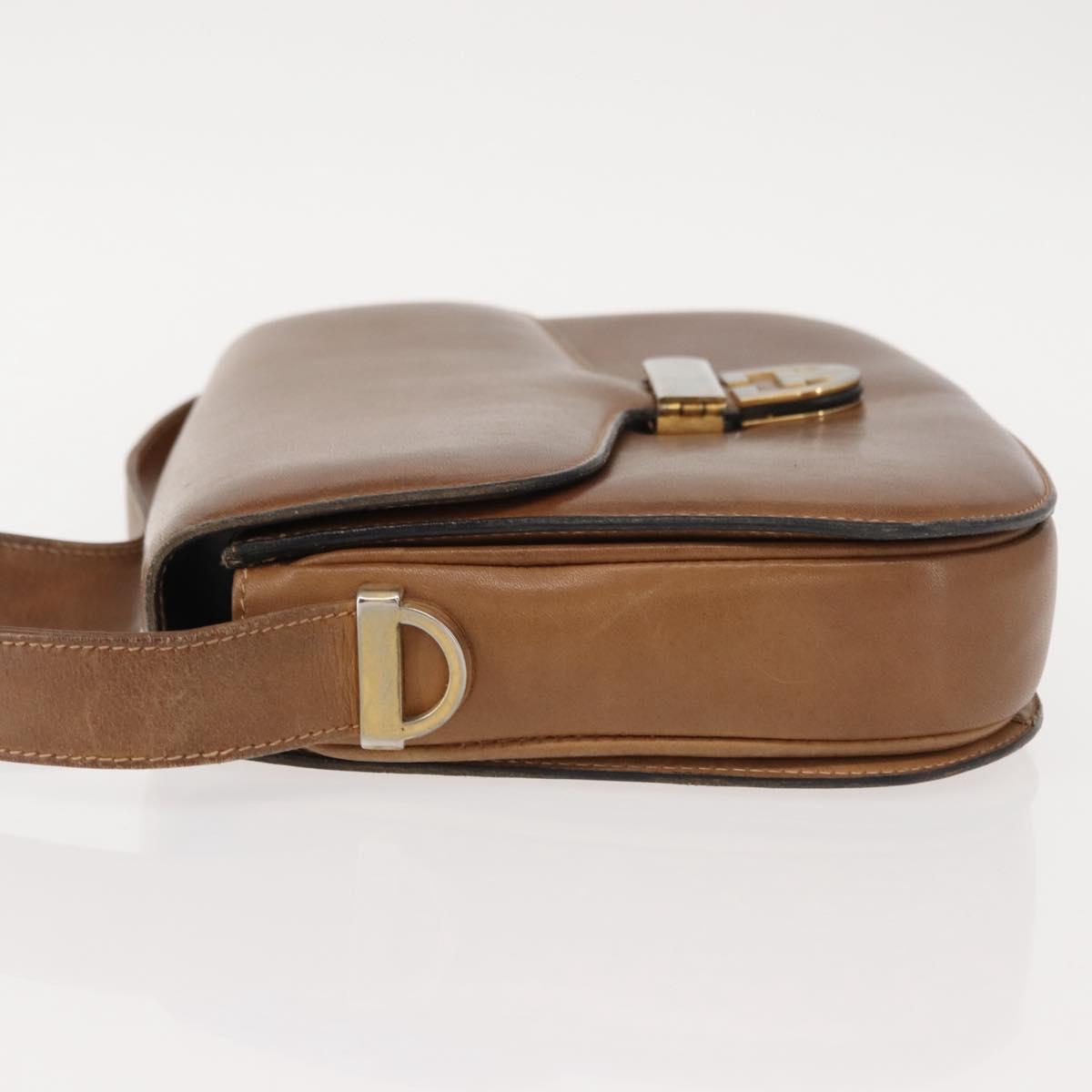 GUCCI Shoulder Bag Leather Brown gold