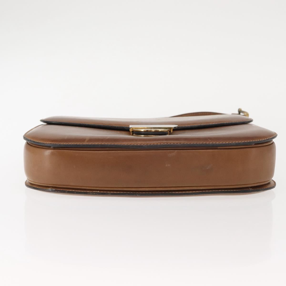 GUCCI Shoulder Bag Leather Brown gold