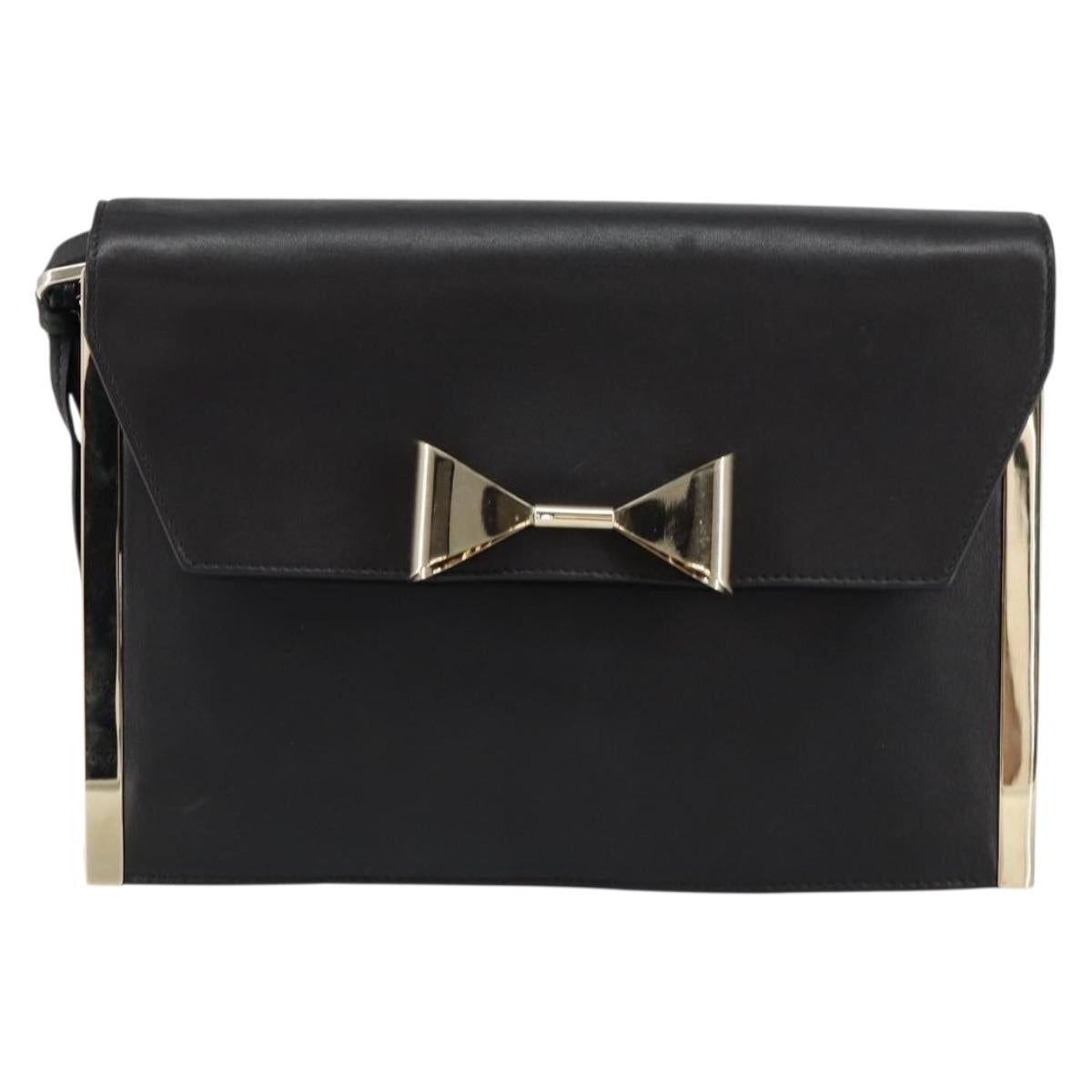 Chloe Shoulder Bag Leather Black Gold