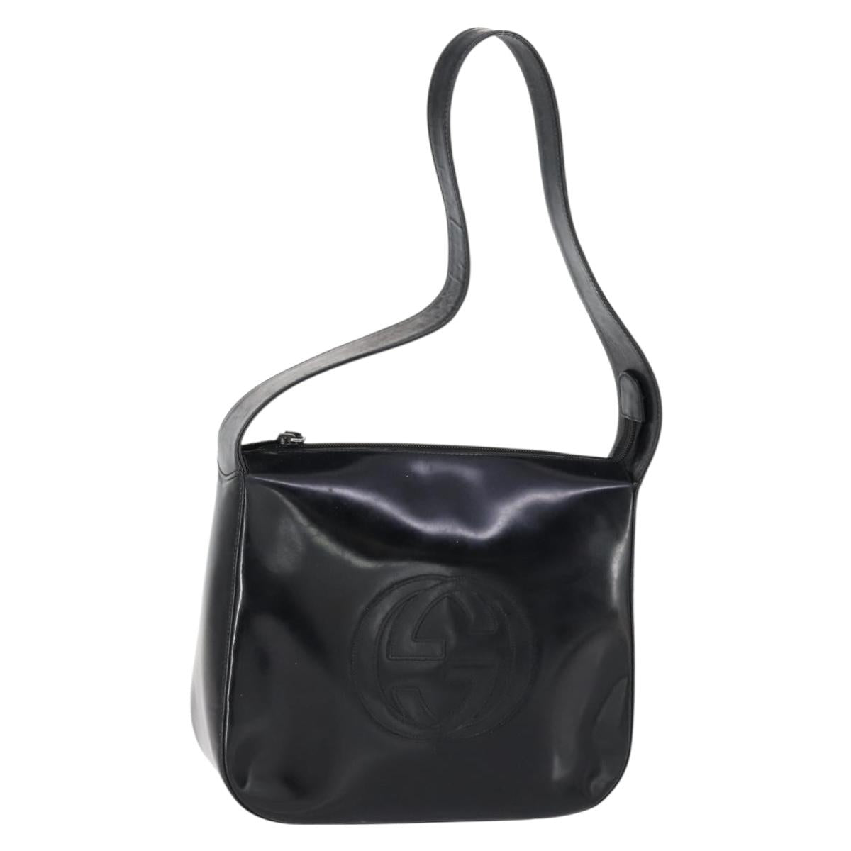 GUCCI Shoulder Bag Enamel Black