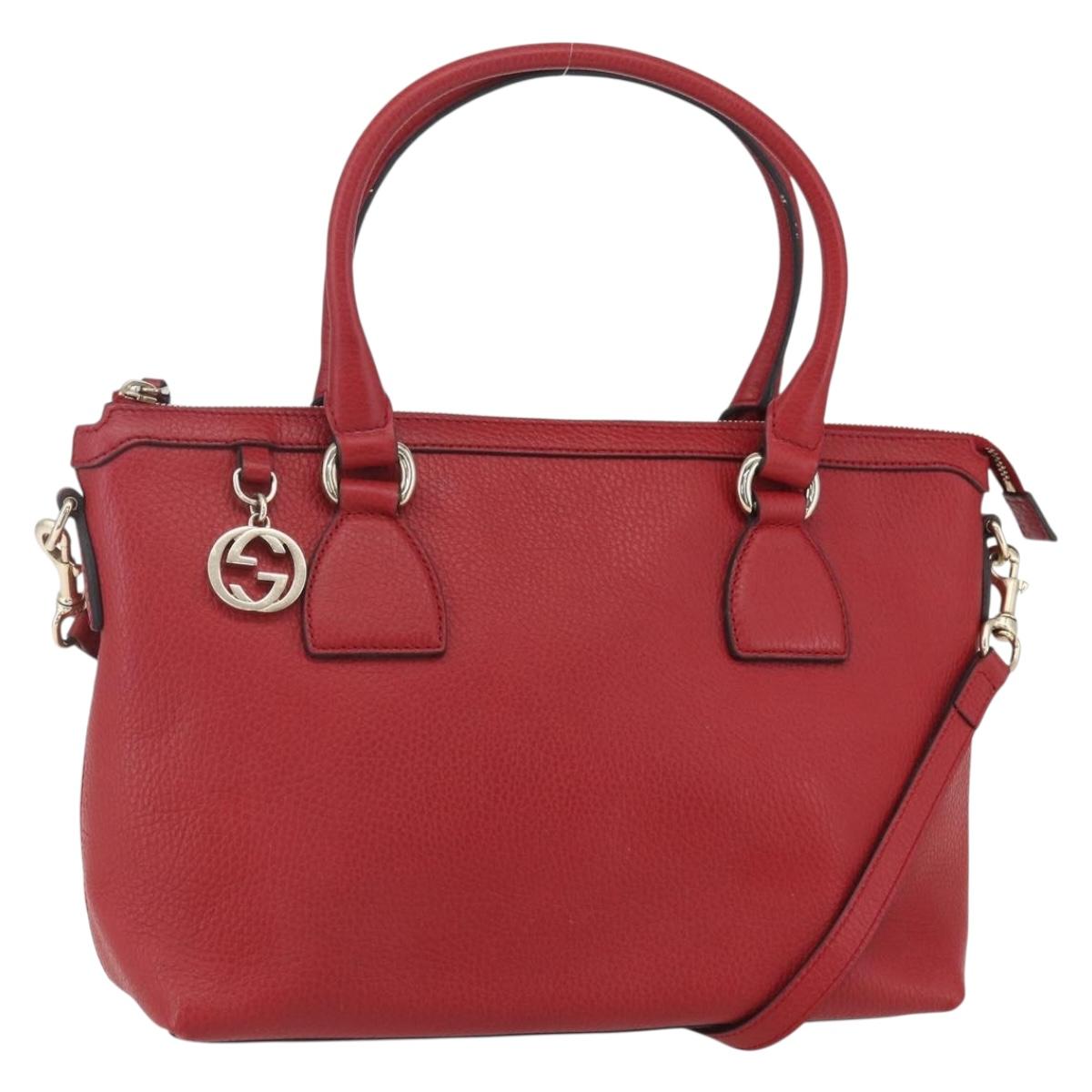 GUCCI Interlocking Hand Bag Leather 2way Red Gold 449659