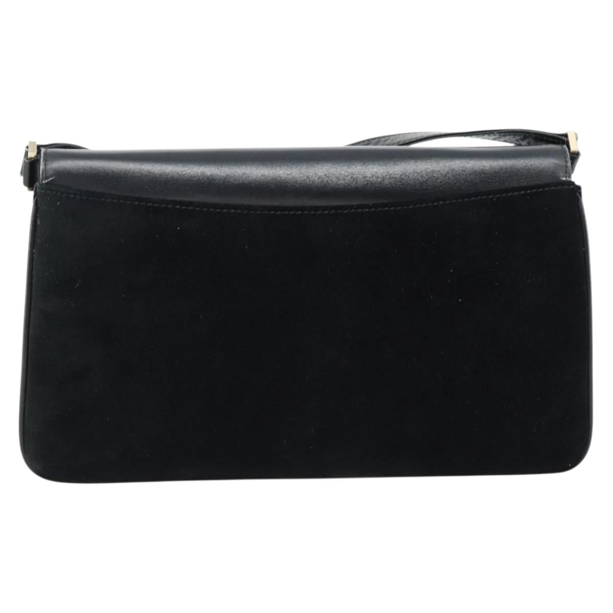 GUCCI Shoulder Bag Suede Black Gold
