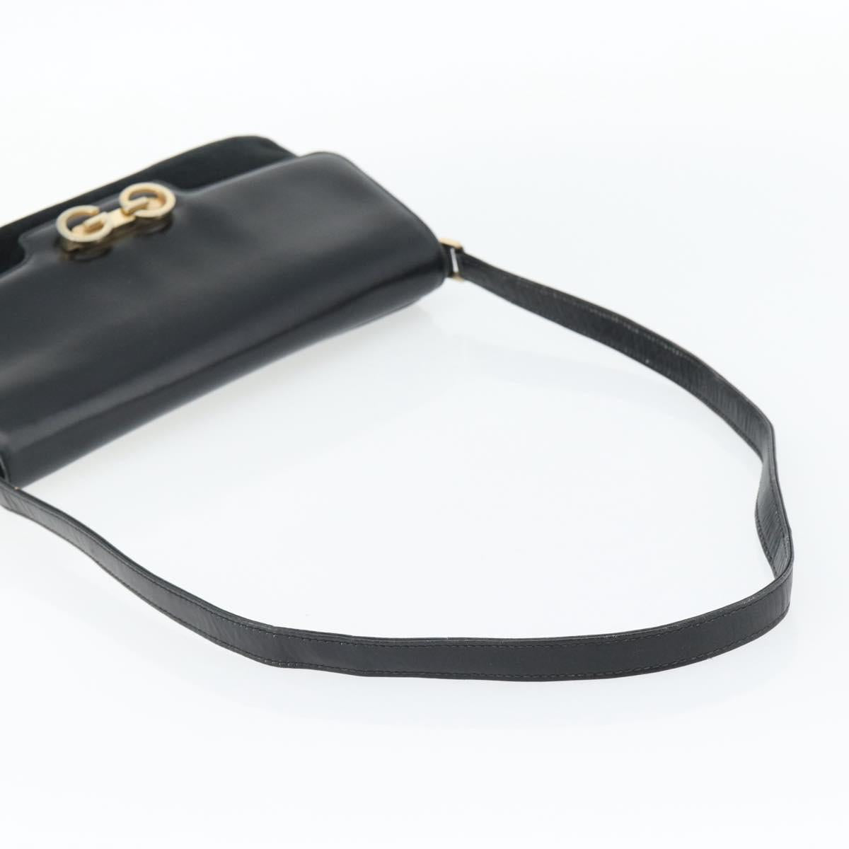 GUCCI Shoulder Bag Suede Black Gold