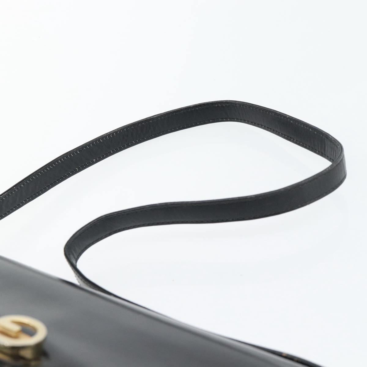 GUCCI Shoulder Bag Suede Black Gold