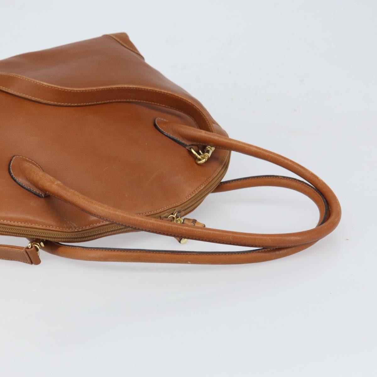 GUCCI Hand Bag Leather 2way Brown Gold