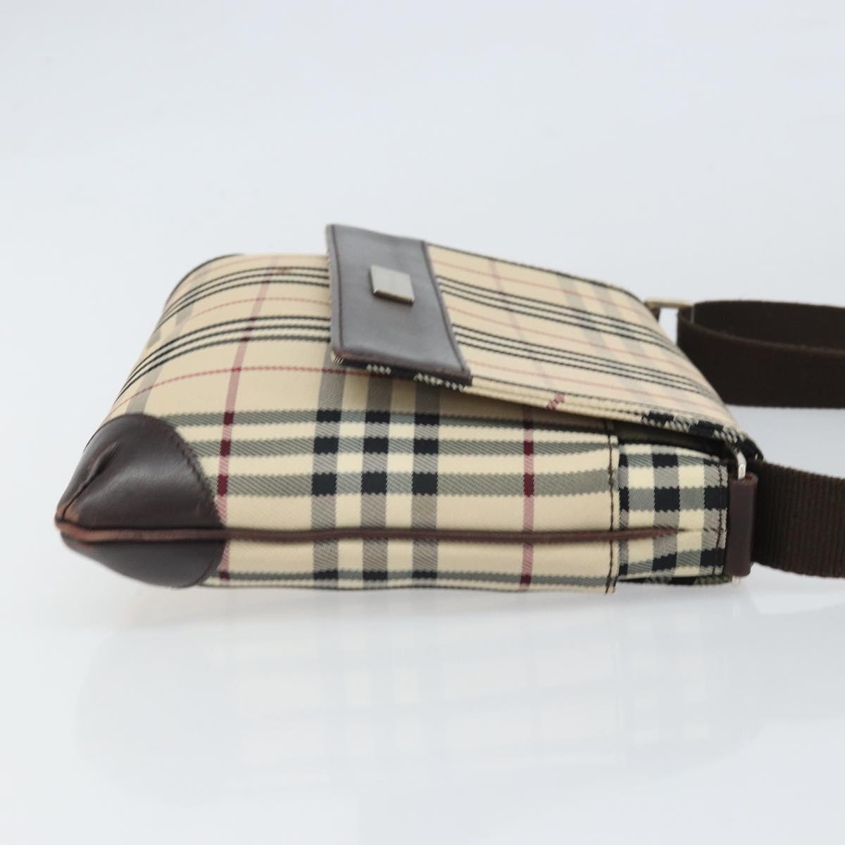 BURBERRY Nova Check Shoulder Bag Nylon Beige Silver