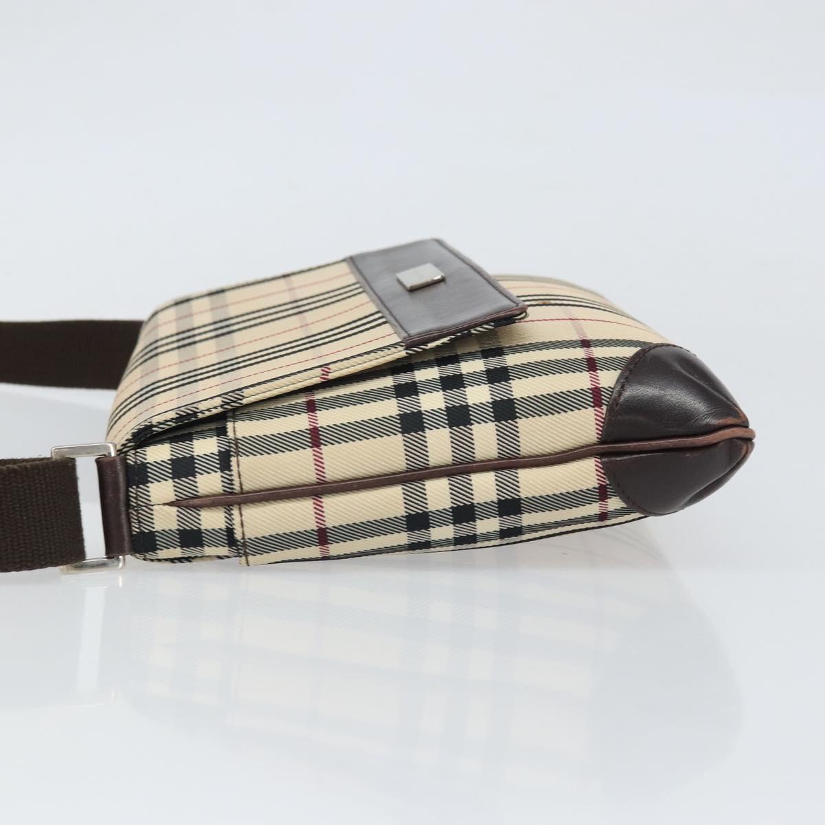 BURBERRY Nova Check Shoulder Bag Nylon Beige Silver