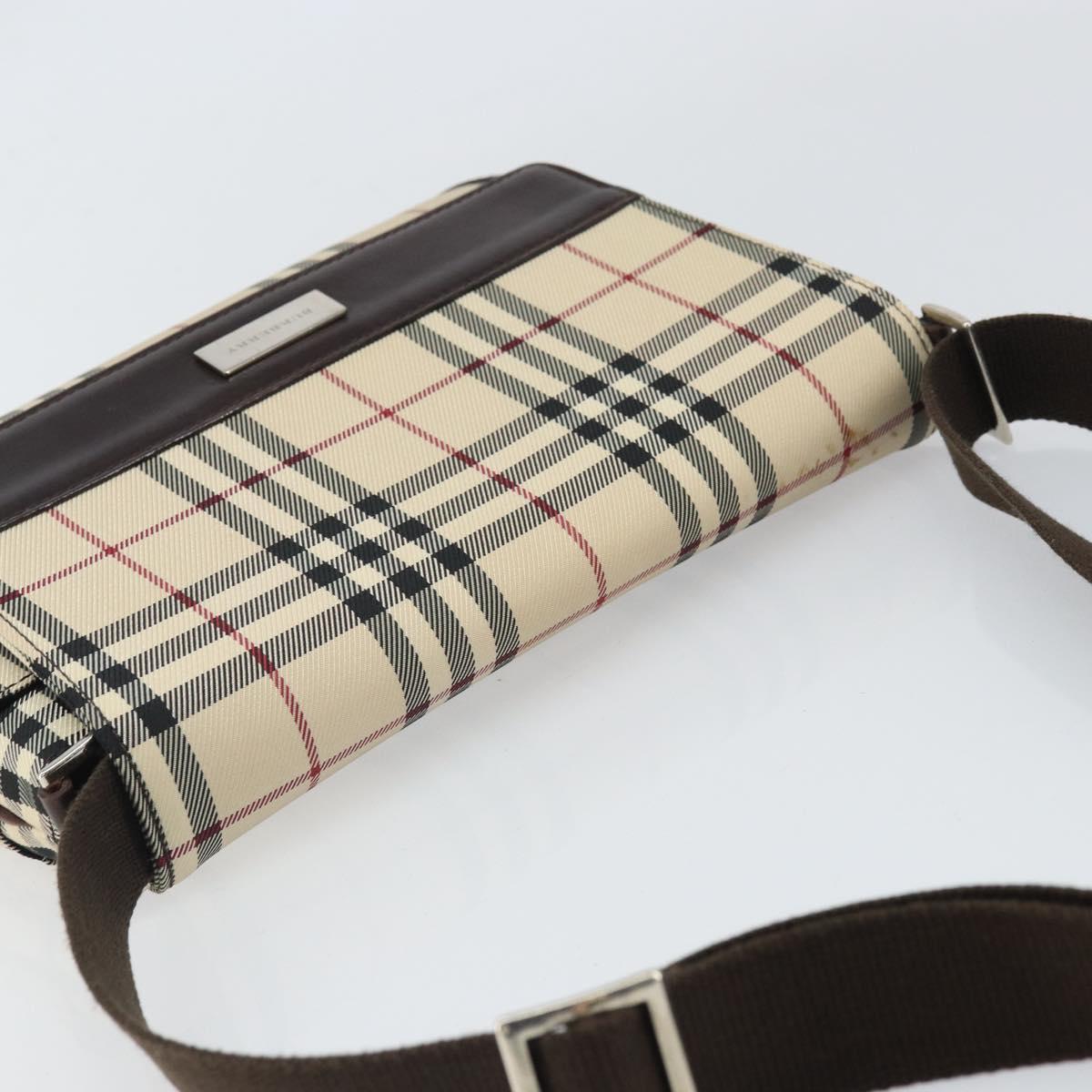 BURBERRY Nova Check Shoulder Bag Nylon Beige Silver