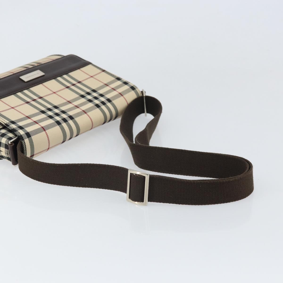 BURBERRY Nova Check Shoulder Bag Nylon Beige Silver
