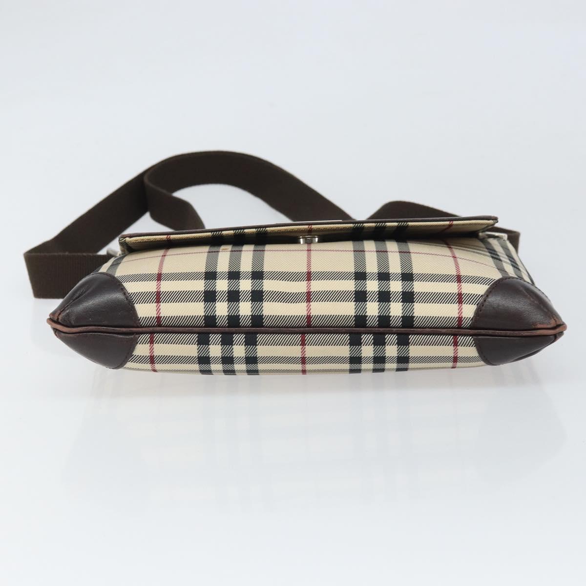 BURBERRY Nova Check Shoulder Bag Nylon Beige Silver