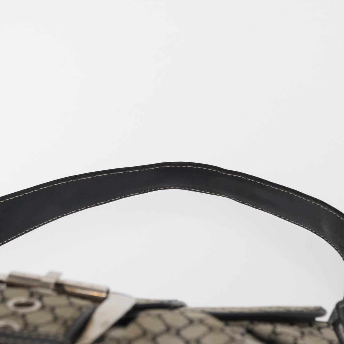 CELINE Macadam Canvas Hand Bag Beige Silver