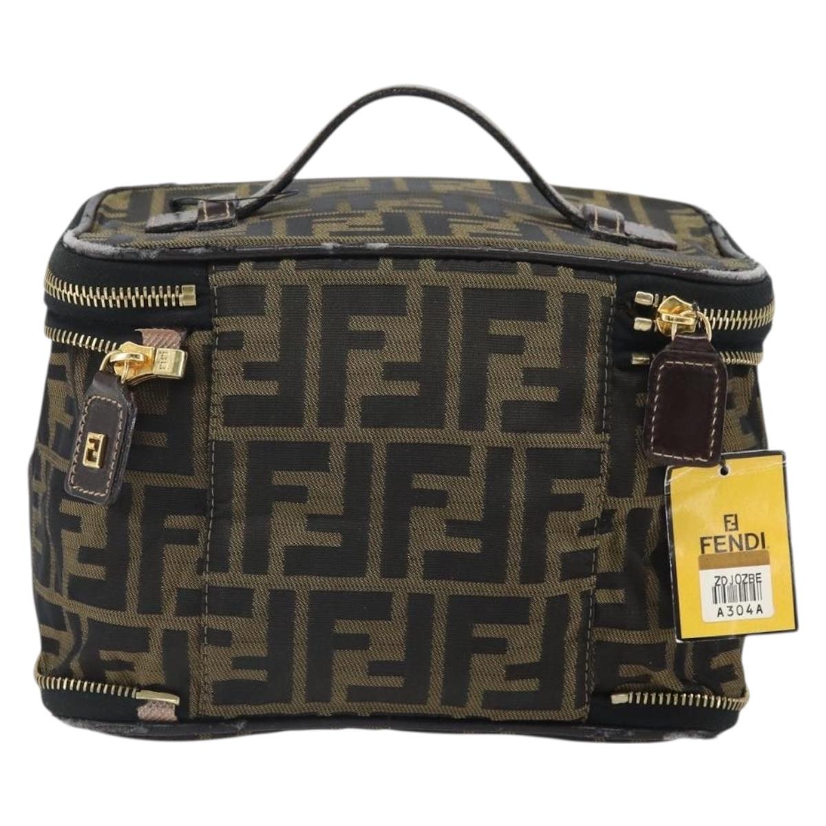 FENDI Zucca Canvas Hand Bag Brown Black