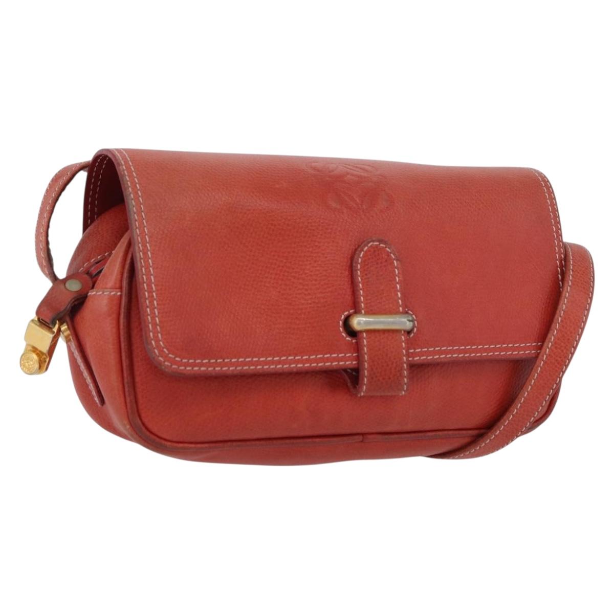 LOEWE Shoulder Bag Leather Red Gold