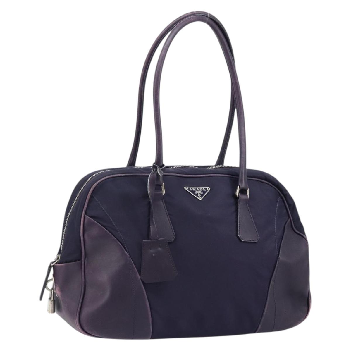 PRADA Boston Bag Nylon Purple Silver
