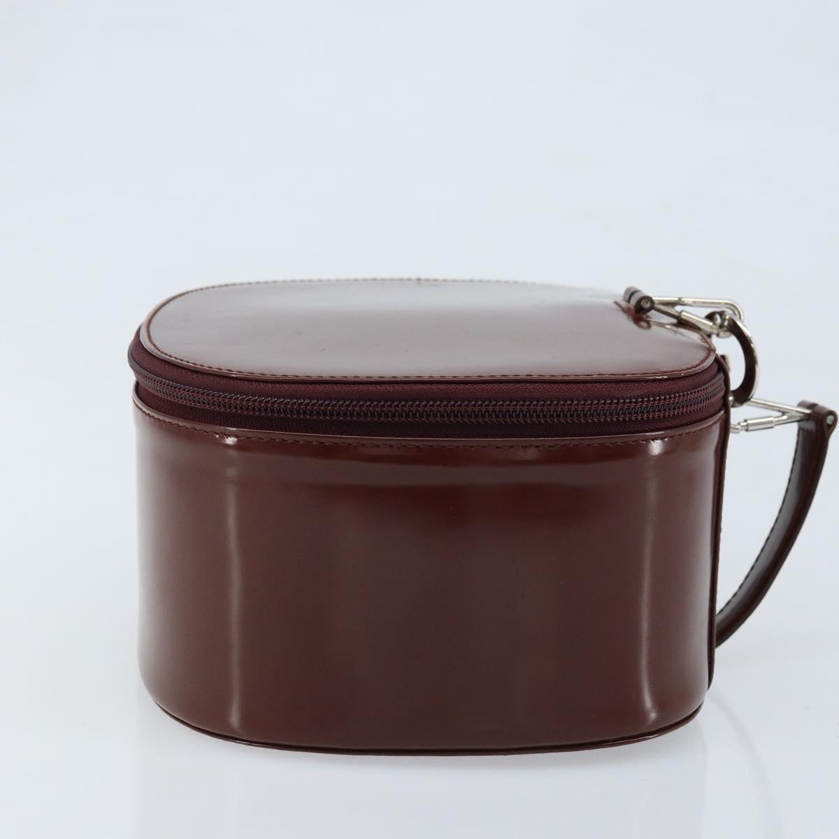 GUCCI Hand Bag Patent leather Brown Silver