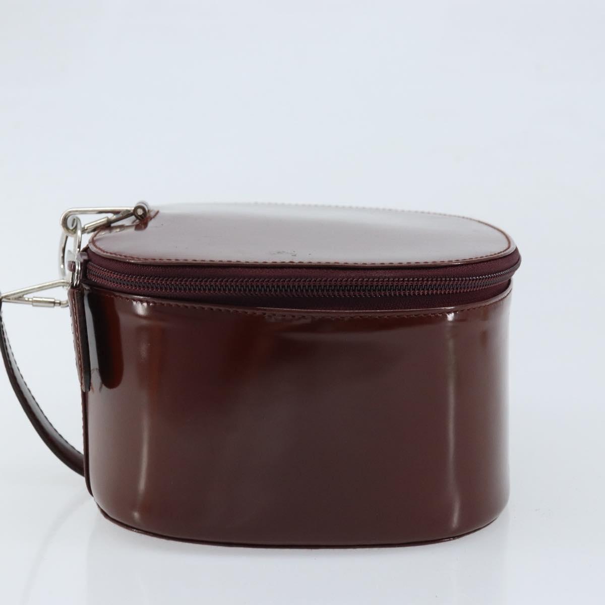 GUCCI Hand Bag Patent leather Brown Silver