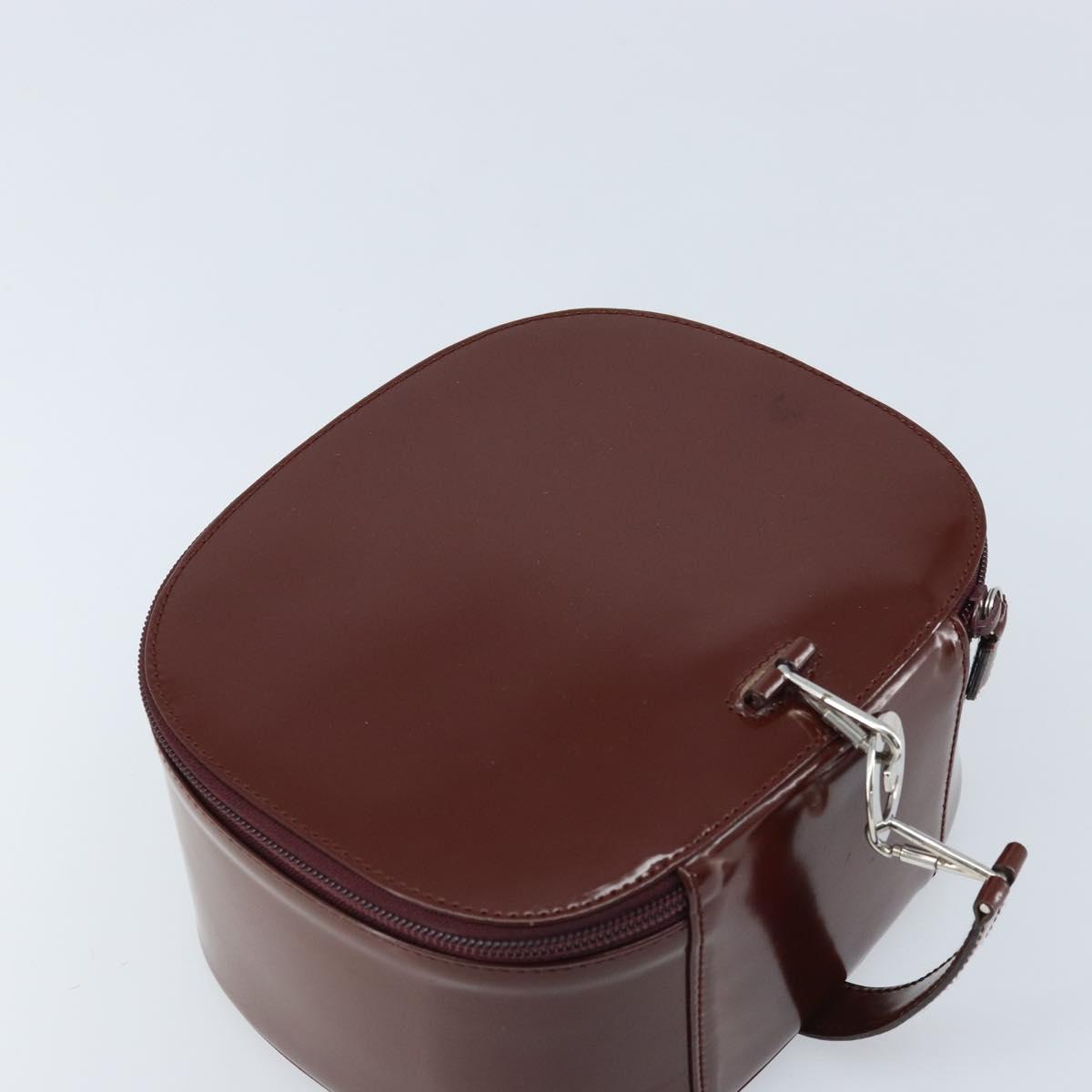 GUCCI Hand Bag Patent leather Brown Silver