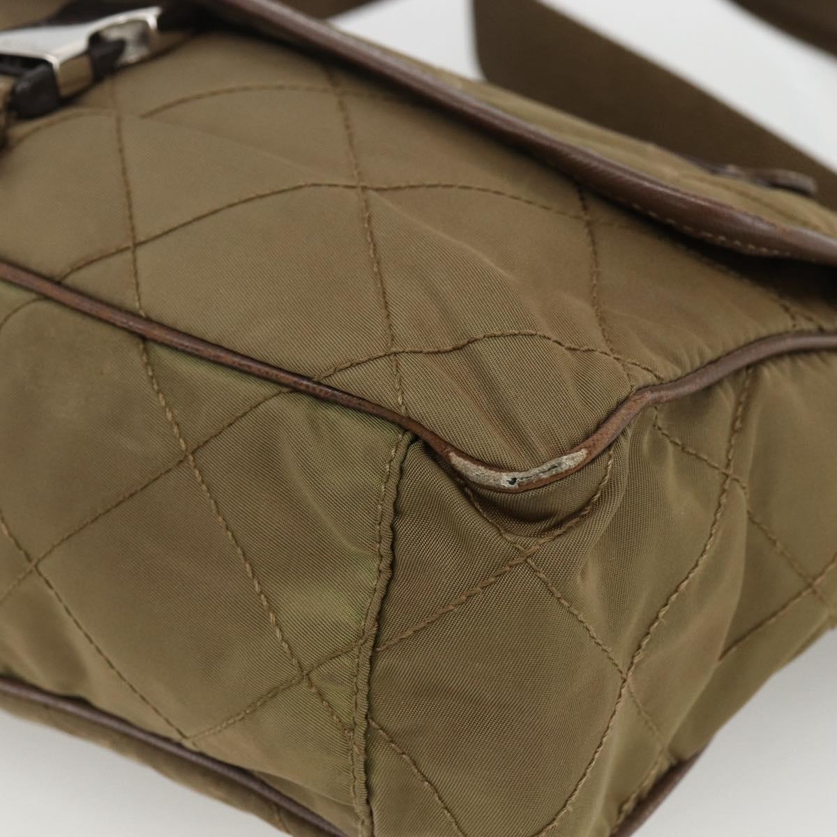 PRADA Shoulder Bag Nylon Brown Silver