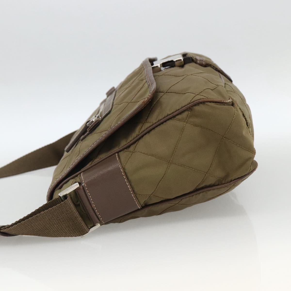 PRADA Shoulder Bag Nylon Brown Silver