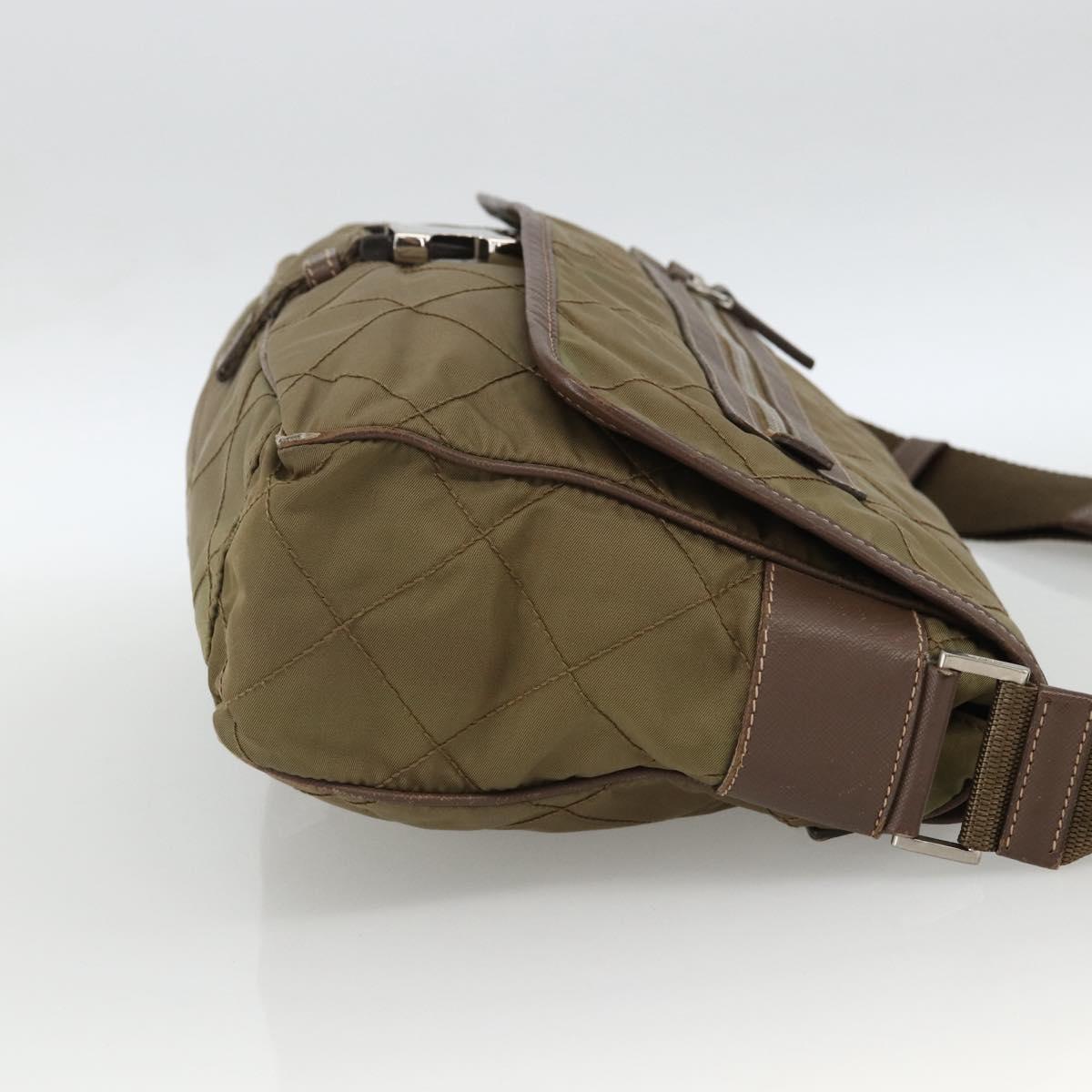 PRADA Shoulder Bag Nylon Brown Silver
