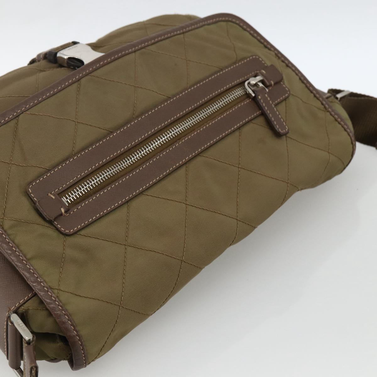 PRADA Shoulder Bag Nylon Brown Silver