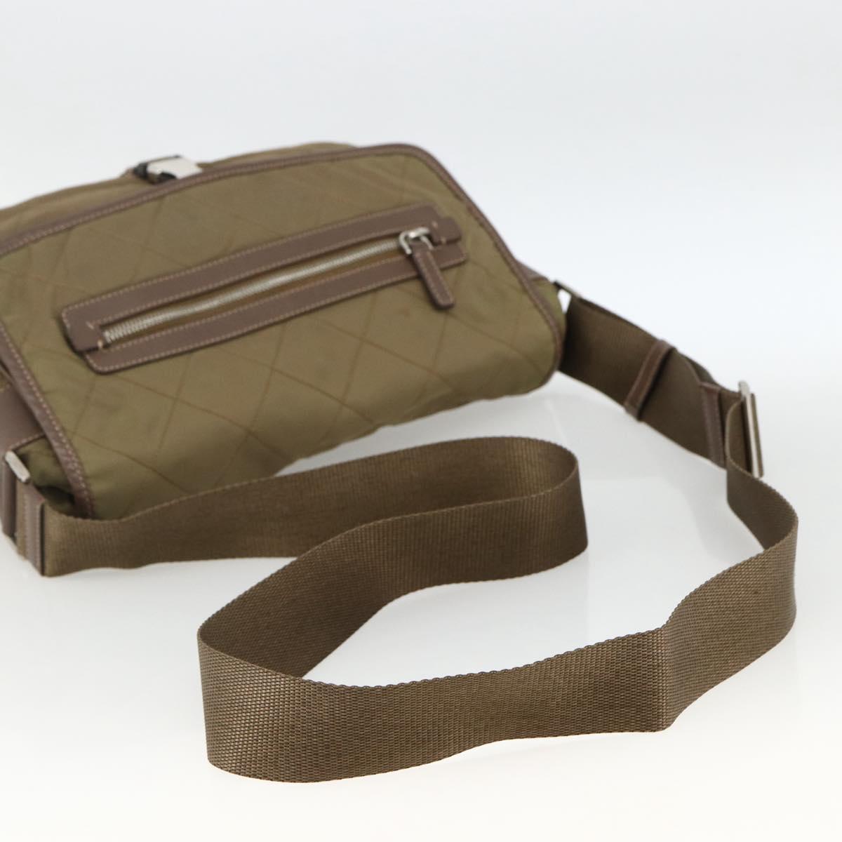 PRADA Shoulder Bag Nylon Brown Silver