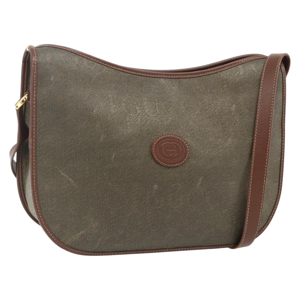 GUCCI Shoulder Bag Canvas Beige Gold