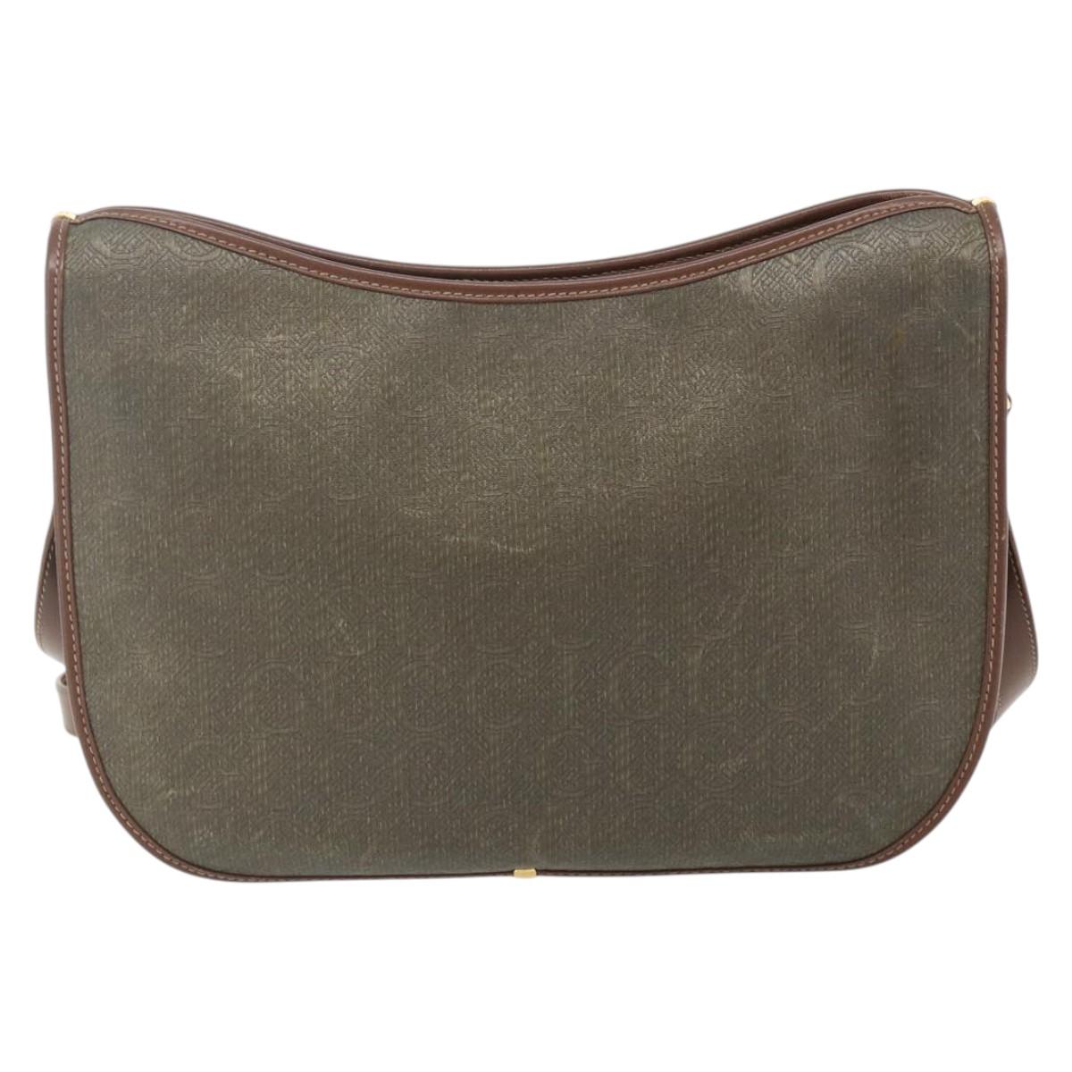 GUCCI Shoulder Bag Canvas Beige Gold