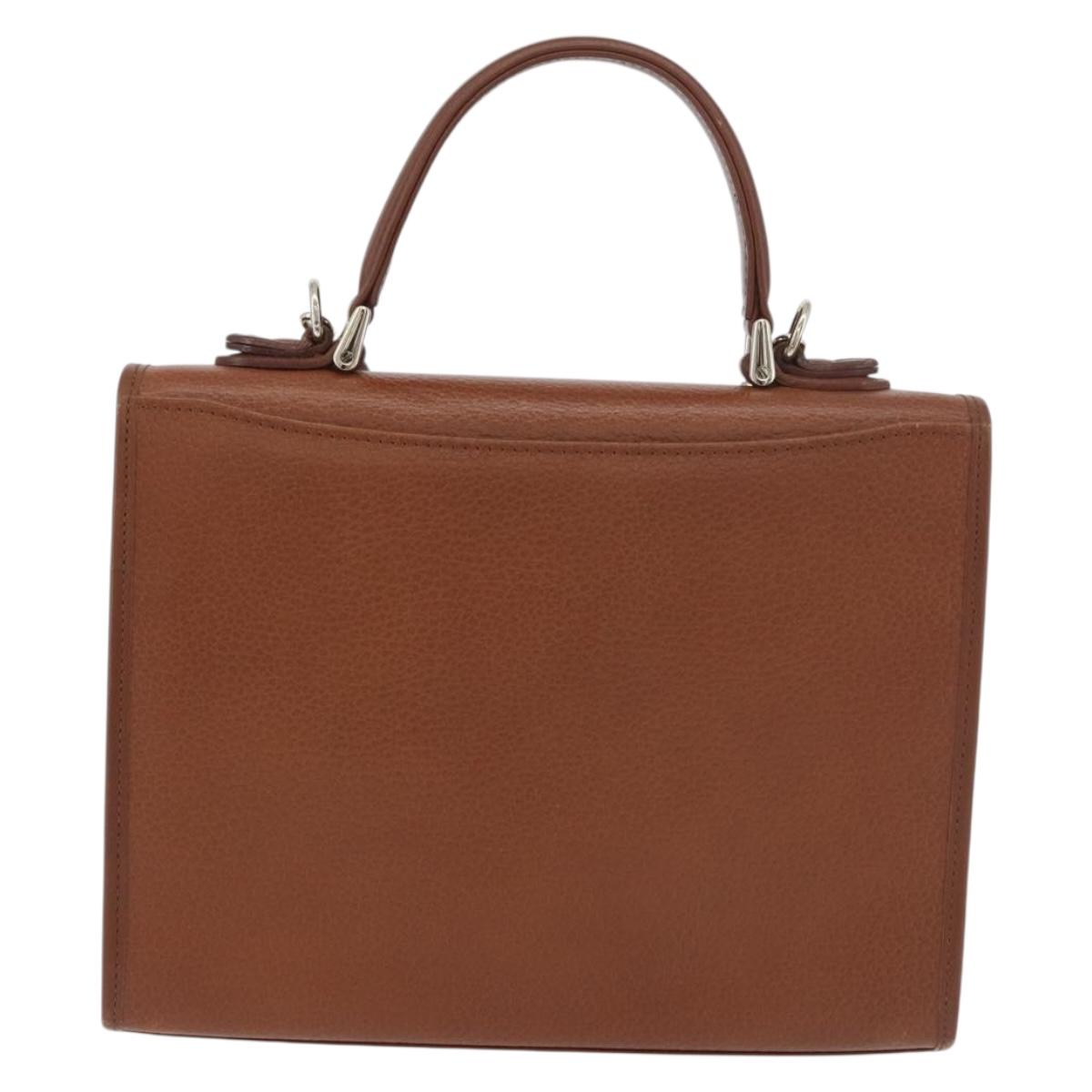 Burberrys Hand Bag Leather 2way Brown Silver