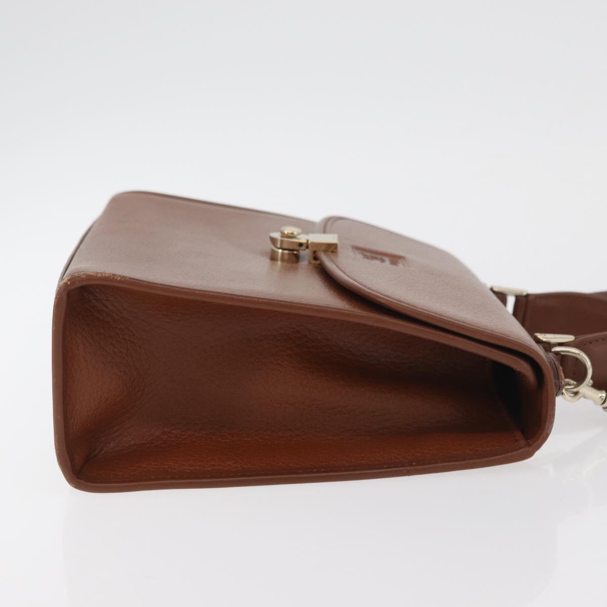Burberrys Hand Bag Leather 2way Brown Silver