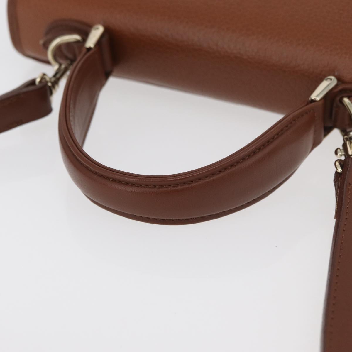 Burberrys Hand Bag Leather 2way Brown Silver